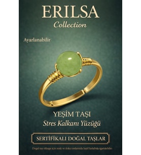Sertifikalı Stres Kalkanı Enerji Yüzüğü – Yeşim Taşı Ayarlanabilir Gold İnce Model Akrep Yay Burcu