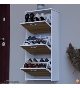 Modilayn WEST Asma Antre 52 x116x 26 cm’ lik 3 Düşer Kapak 6 Göz Bölmeli Ayakkabılık