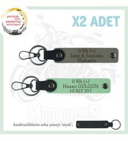 Hız Aşıkları İçin İsim Plaka ve 0 Rh (+) Kan Grubu Yazılı Hediyelik x2 Anahtarlık, Kül Gri-Yeşil-Syh (Çok Renkli)