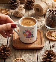 Kişiye Özel Be Cutie Unicorn  Türk Kahvesi Fincanı Doğum Günü Hediyesi (Ahşap)