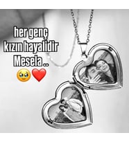 Resimli Kalpli Kapaklı Çelik Kolye - Hiç Çıkarma Kolyesi