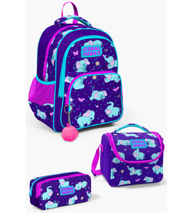 Coral High Kids Mor Pembe Fil Desenli 3'lü Okul Çanta Seti SET0114411