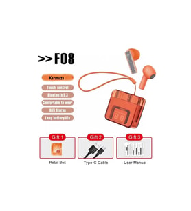 F08 Dijital Şarj Göstergeli Tws Bluetooth Kulaklık - Kırmızı