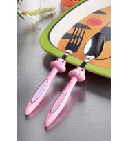 Baby 3 Parça Tavşan Figürlü Çocuk Çatal Kaşık Ve Mama Tabağı Seti (pembe )