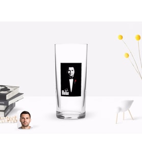 BK Gift Kişiye Özel Renkli Baskılı Godfather Baba Tasarımlı Rakı Bardağı-8 (Beyaz)