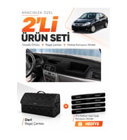 e-biz RENAULT SYMBOL AİRBAGSİZ (2008-2011) Uyumlu Torpido Örtüsü + Deri Çanta - Siyah - RE029