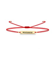 Alberaccessories Taraftar Galatasaray 925 Ayar Gümüş Tasarım Altın Kaplama Şans İp Bileklik