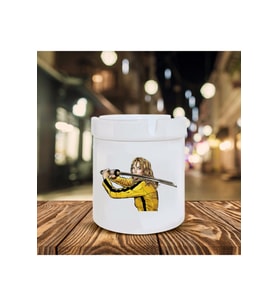 Beyaz Kill Bill Baskılı Seramik Küllük