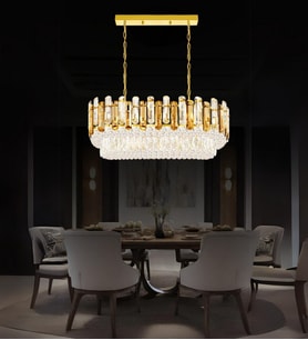 Diego Yemek Masası Taşlı Avize  Kristal  Taş Salon Yemek Odası Avize (Gold)
