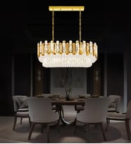 Diego Yemek Masası Taşlı Avize  Kristal  Taş Salon Yemek Odası Avize (Gold)