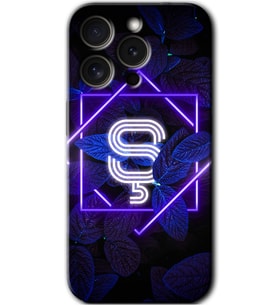 İphone 15 Pro Kılıf HD Desen Baskılı Kılıf - Dark Neon Yaprak Ş Harfi