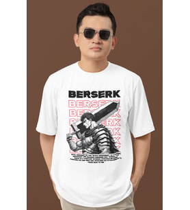 Tasarım Berserk Guts Baskılı Unisex Oversize Anime Dizi Karakter Tişört
