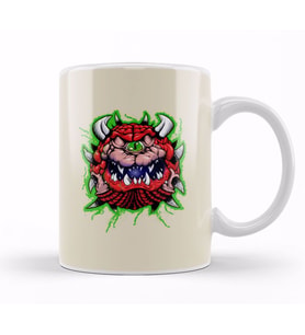 Doom Cacodemon Front and Back Tee A Kupa Bardak Porselen