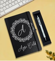 Kişiye Özel Defter & Kalem Hediye Seti (Siyah)