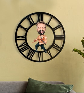 Kişiye Özel Dövüşçü Karikatür 3D Ahşap Mdf Duvar Saati 151