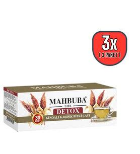 Mahbuba Kinoalı Karışık Detox Diyet Glutensiz Form Bitki Çayı 1 Aylık - ( 30 Kullanım ) Net 60gr x 3