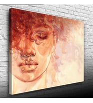 Kızıl Tonlarda Yağlı Boya Kadın Portresi Kanvas Tablo 50 x 70