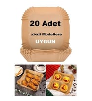 Büyük Boy Air Fryer Fritöz Pişirme Kağıdı 20 Adet (Çok Renkli)