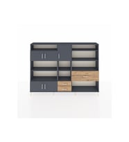 Arges Dolap 13 Raflı 3 Çekmeceli 5 Kapaklı 220x30x163 Antrasit-Antrasit/Çam