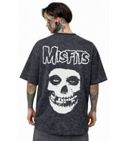 Misfits Rock Metal Müzik Grubu Sırt Baskılı Unisex Oversize Eskitme Yıkamalı Tişört