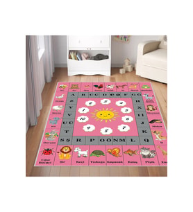 Rovigo Home Dijital Baskı Yıkanabilir Kaymaz Taban Çocuk Halısı RVG4081-SD658 (Pembe)