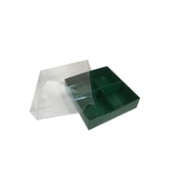 Asetat Kapaklı Karton Kutu 12x12x3 CM 4 Bölmeli Kutu (10 Adet)  Yeşil