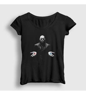 Presmono Kadın Siyah Red Pill Blue Pill Morpheus Film The Matrix T-Shirt 449888tt