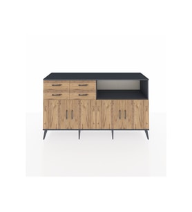 Hyperion Konsol 4 Raflı 4 Çekmeceli 4 Kapaklı 176x44x99 Antrasit-Çam