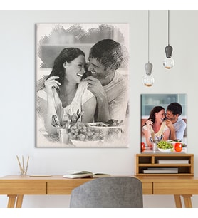 Kişiye Özel Karakalem Tasarımlı Pencil Sketch Effectli Tablo (8 Farklı Ölçü)