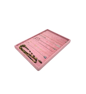 Tesbih Bileklik Kolye Tablası Pembe Kadife