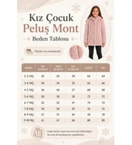 Kız Çocuk Kışlık Kapüşonlu Düğmeli Astarlı Yatay Çizgili Peluş Mont Ak4518