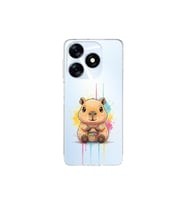 Tecno Spark 10 4G ile Uyumlu Splash Kapibara Tasarımlı Şeffaf Silikon Kılıf
