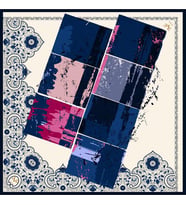 Mandala Desen Black Seri Twill Eşarp Eşarp Askısı ile Birlikte 90x90 cm Beyaz La