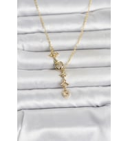 316L Çelik Gold Renk Zirkon Taşlı Y Kadın Kolye 5886 - GLST7312-7055