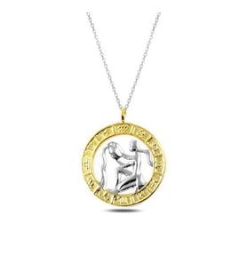 ?925 Ayar Gümüş Gold Kova Burcu Gümüş Kolye