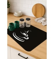 Siyah Mutfak Temalı Microfiber Bulaşık Kurutma Matı MM008