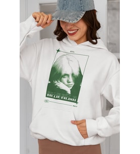 Billie Eilish Baskılı Unisex Oversize Şarkıcı Hoodie