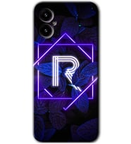 Omix X5 Kılıf HD Desen Baskılı Arka Kapak - Dark Neon Yaprak R Harfi