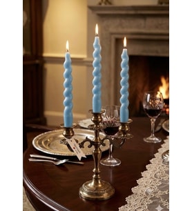 Burgu Şamdan 3'lü Mum - Mumelia Candles Doğal Soya Kutulu Dekoratif Mum - Mavi