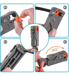 ® Mini Kablo Sıyırma Pensesi – Ayarlanabilir Rotary Wire Stripper, Koaksiyel Kablo Soyucu, RJ45 RJ11 Cat5 Cat6 Uyumlu
