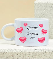 Anneler Gününe Özel Canım Annem İsim Soyisim Tasarımlı Porselen Kupa Nescafe Fincanı