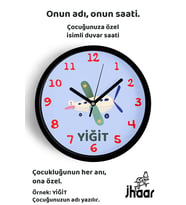 İsme Özel Helikopter Çocuk Odası Duvar Saati Orta Boy 30 cm Siyah Camlı Sessiz