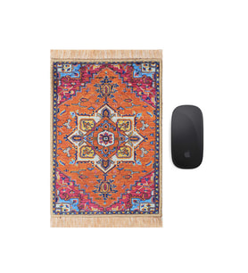 Bursa İpek Turuncu Dekoratif Küçük Halı Mousepad