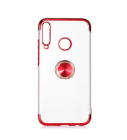 Huawei P40 Lite E Kılıf Kenarları Renkli Yüzüklü Manyetik Silikon (Kırmızı)