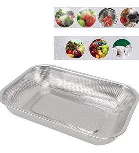 Paslanmaz Çelik Dikdörtgen Çok Amaçlı Makarna Un Meyve Sebze Süzgeci 33 Cm