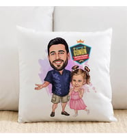 Kişiye Özel Mükemmel Baba ve Kızı Karikatürlü Yastık