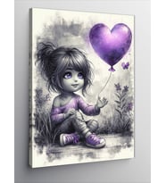 Kanvas Tablo Mor Balon Ve Çocuk