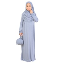 Kız Çocuk Namaz Elbisesi – Yumuşak Viskon Giyim Abaya & Hijab + Çanta Seti
