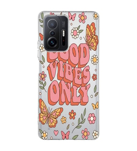 Redmi Mi 11T/Mi 11T Pro Uyumlu Good Vibes Only Desenli Şeffaf Telefon Kılıfı