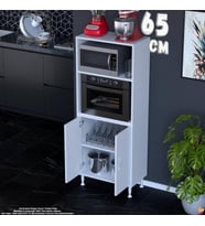 Eliusta Duru 65 cm Çift Kapaklı Mutfak Kiler Dolabı Raflı Mikrodalga Fırın Standı Banyo Dolabı 65x150x32 cm